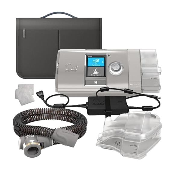 BIPAP ST Resmed S10 AirCurve, mascarilla y tubo térmico.