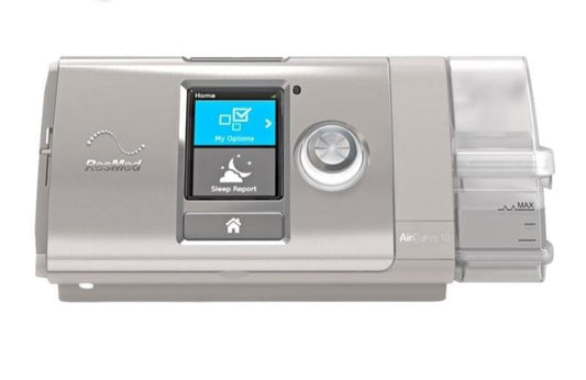 BIPAP ST Resmed S10 AirCurve, mascarilla y tubo térmico.