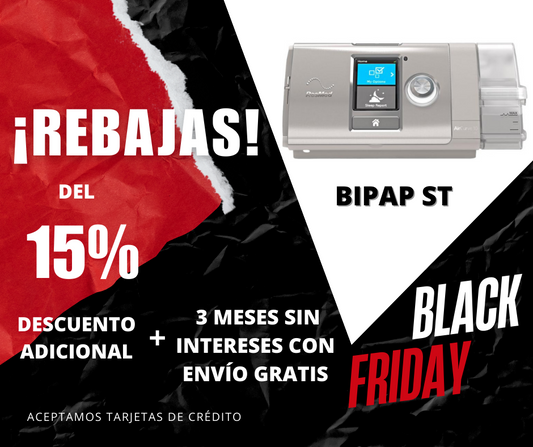 BIPAP ST Resmed S10 AirCurve, mascarilla y tubo térmico.